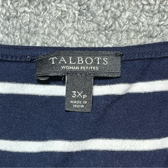 Talbots Womens Maxi Dress Embroidered Tassel Belt Jersey Stripe Size 3X Petite - Picture 4 of 8